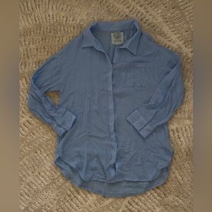 Shade & Shore light blue cotton gauze button-down shirt size S (4-6) NWT